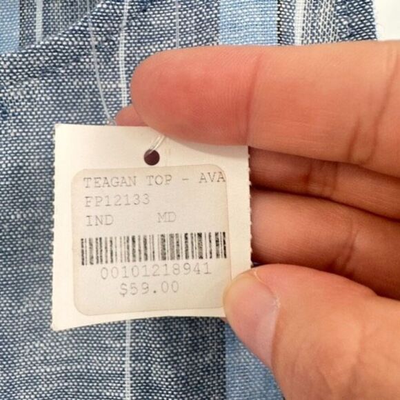 NWT Supply & Demand Women's Striped Linen Fringe Sleeveless Tank Top Blue Medium - Picture 5 of 14